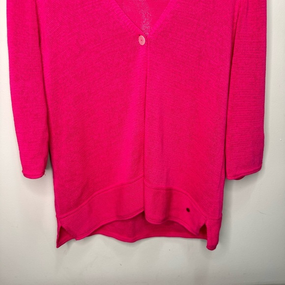 Olsen Linen Cotton Pink Cardigan Sweater Size Medium/Large 12 - Picture 4 of 9